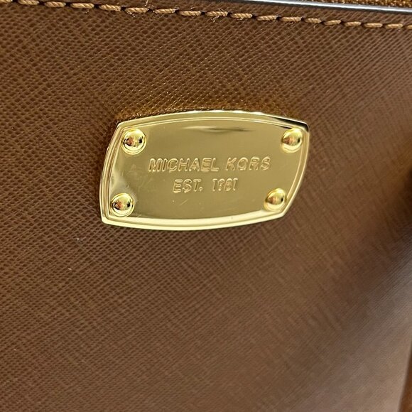 Michael Kors Kellen Medium Leather Satchel Brown - NWT - Picture 11 of 15
